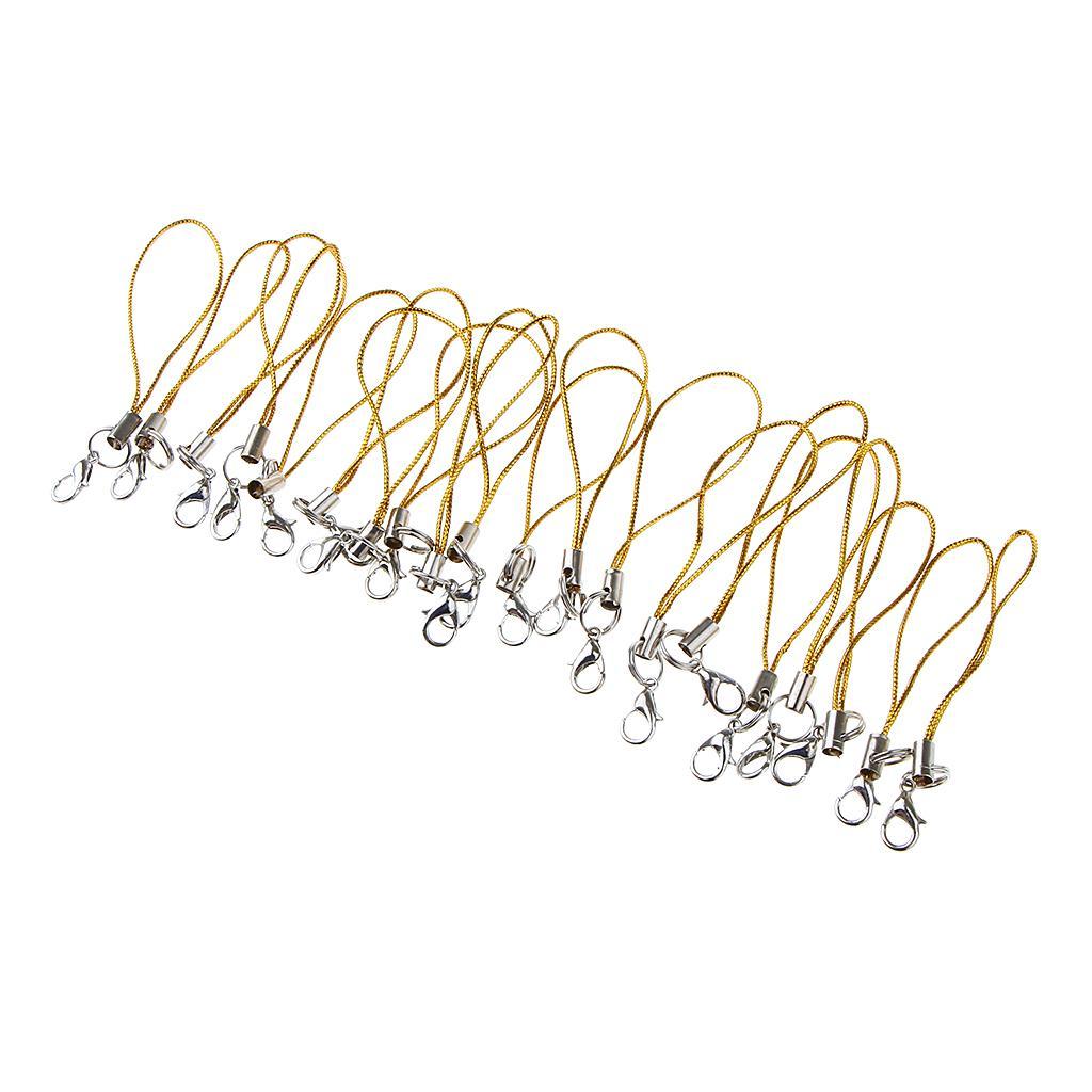 2-5pack 20pcs DIY Mobile Cellphone Keychain Lanyard Charms DIY Rope Gold