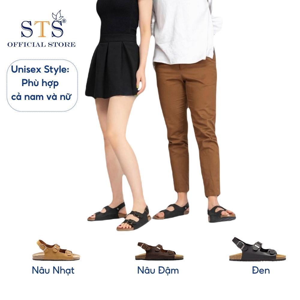 Dép sandal quai ngang Birken đế trấu mát xa chân unisex nam nữ da bò thật hàng xuất khẩu cao cấp BH 6 tháng D02