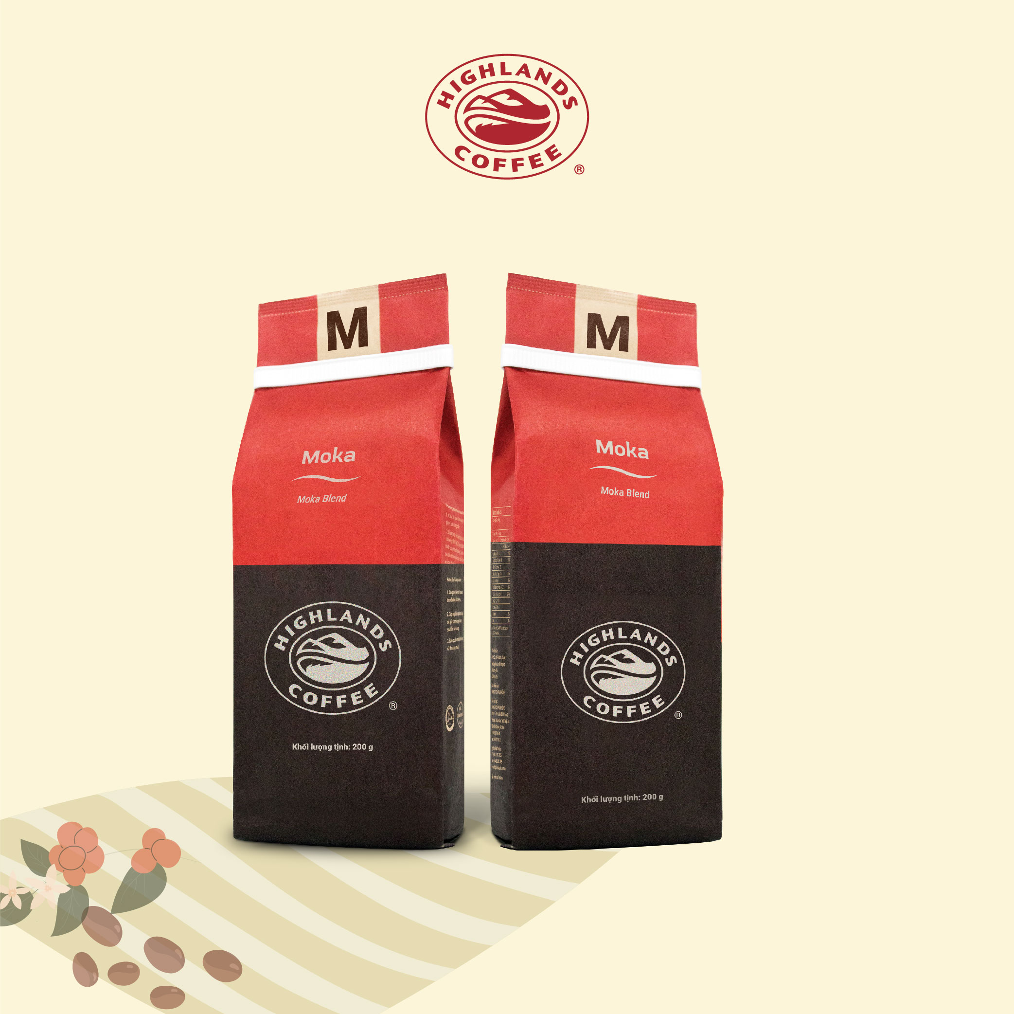 Combo 2 gói Cà Phê Rang Xay Moka Highlands Coffee (200g)