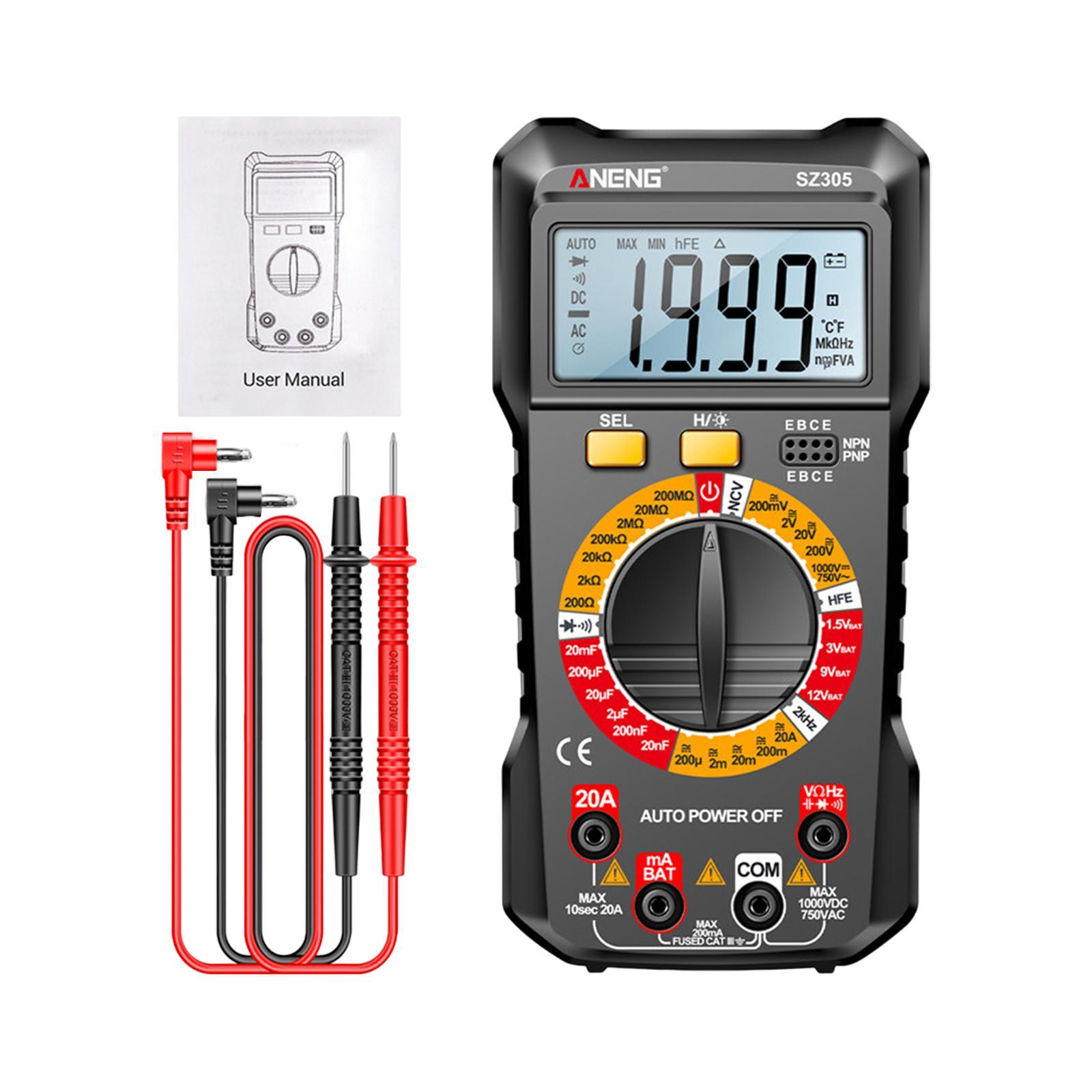 Digital Multimeter Meansures Ncv Auto Range Current Meter Tester