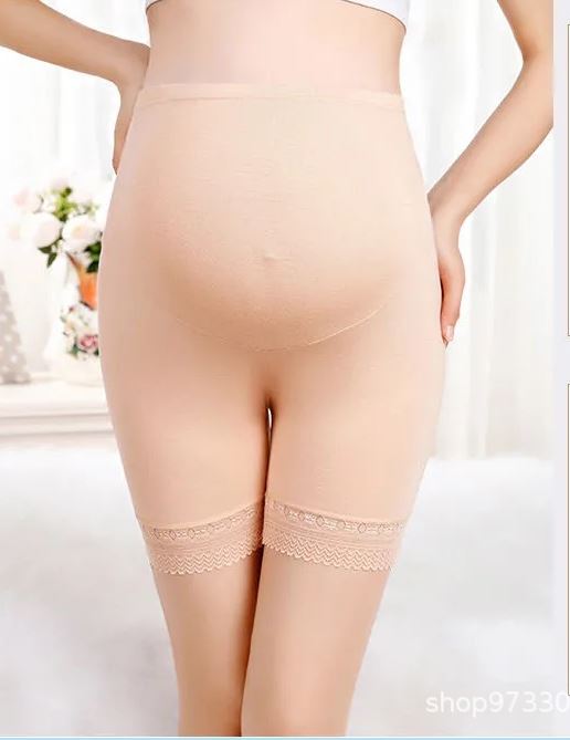 Quần Đùi Bầu Quần Mặc Trong Váy Bầu Cạp Cao Có Đáp Bụng Cotton Co Dãn Chun Chỉnh Bụng Freesize