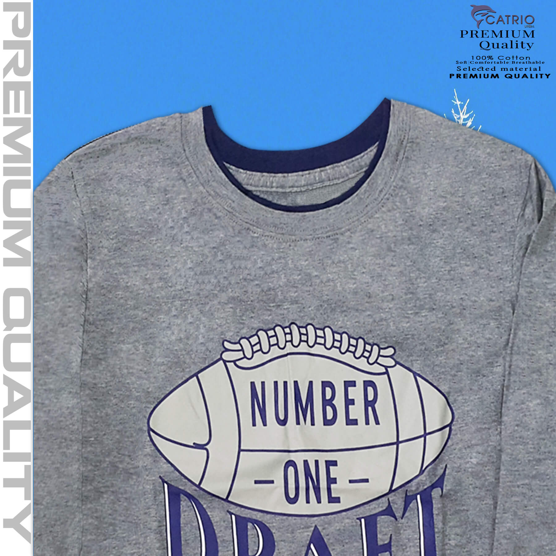 ÁO THUN DÀI TAY BÉ TRAI CATRIO HÌNH NUMBER ONE MÀU XÁM là áo phông trẻ em từ 9 tuổi 10 tuổi 11T 12 tuổi (30kg . 35kg . 40Kg . 50kg), vải 100% cotton an toàn, thuộc BST quần áo trẻ em mùa thu đông CATRIO kết hợp quần dài thành bộ đồ thu đông đẹp