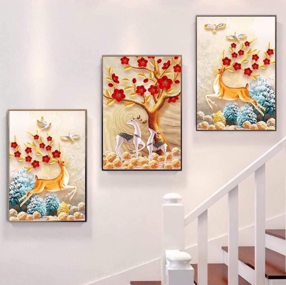 Bộ Tranh Treo Tường 3d Tráng Gương Cao Cấp. Treo Phòng Khách Trang Trí Nhà cửa Quà tặng tân gia