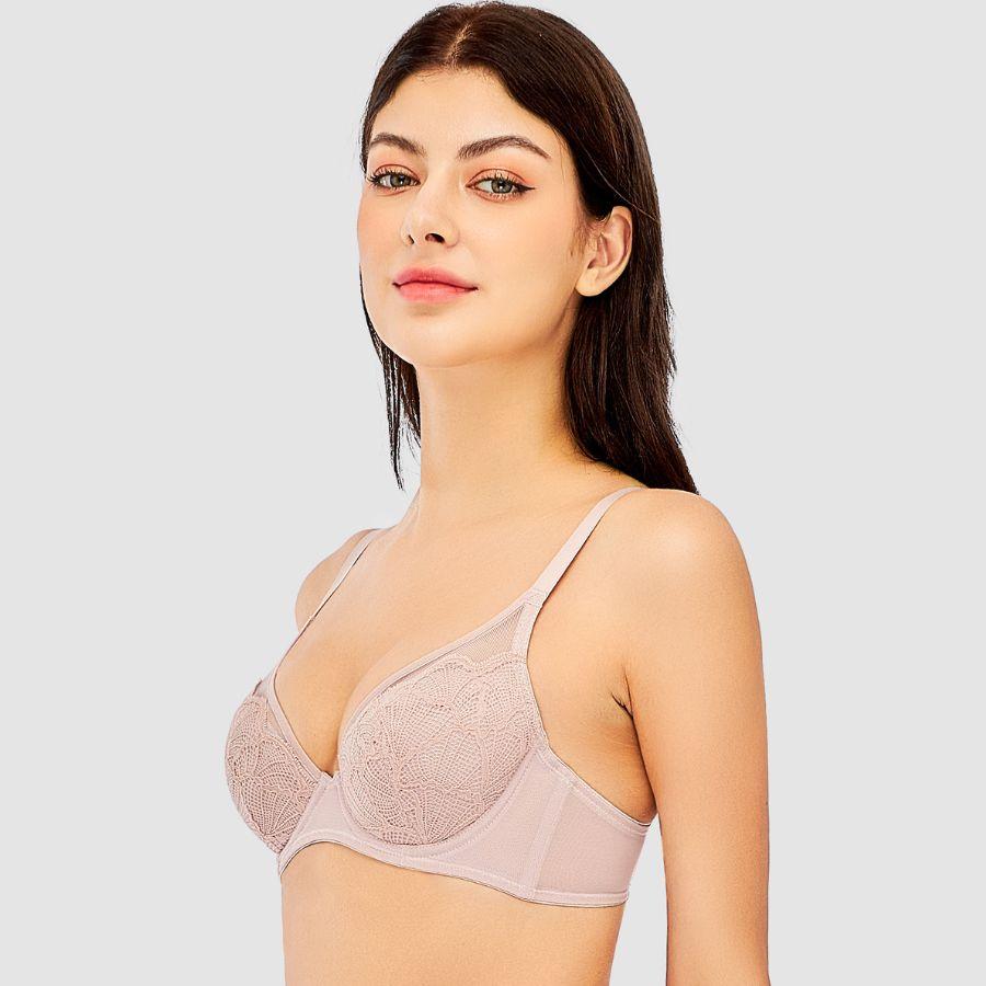 Áo lót Wacoal có gọng, nâng nhẹ, cup 3/4, ren, dây liền, không mút ILB4856