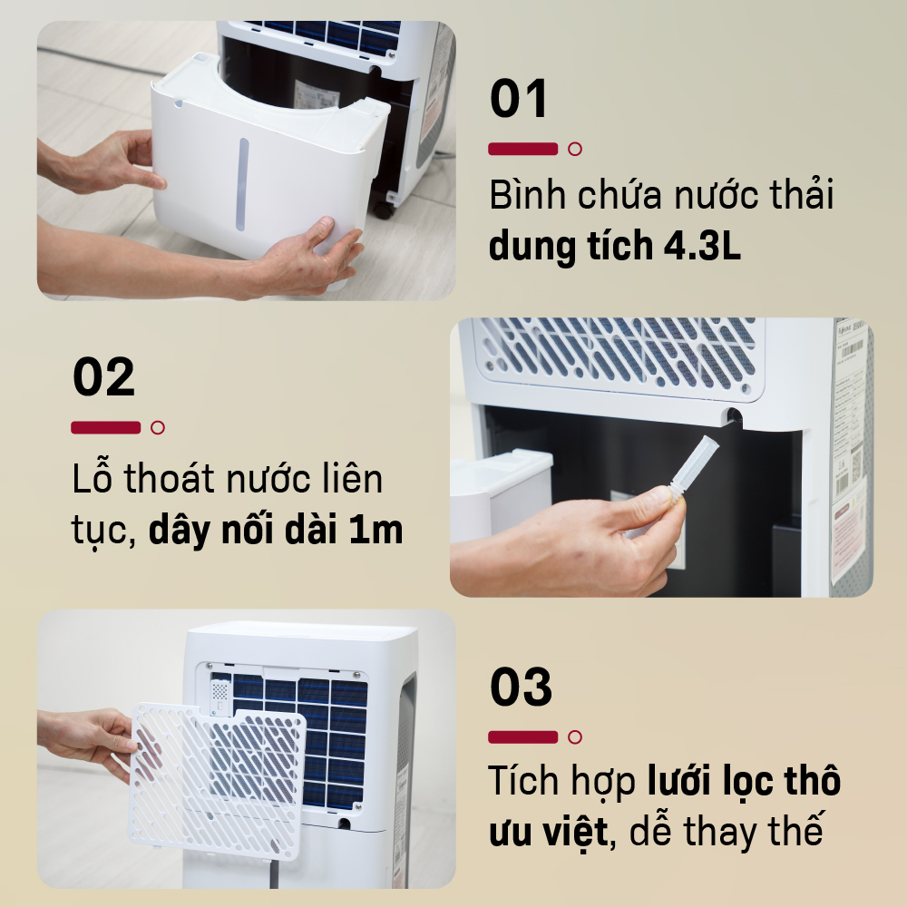 Máy hút ẩm lọc không khí 30m2 DH18W nhập khẩu FUJIHOME Nhật Bản, máy hút ẩm không khí thông minh mini đèn LCD hiển thị độ ẩm - HÀNG CHÍNH HÃNG