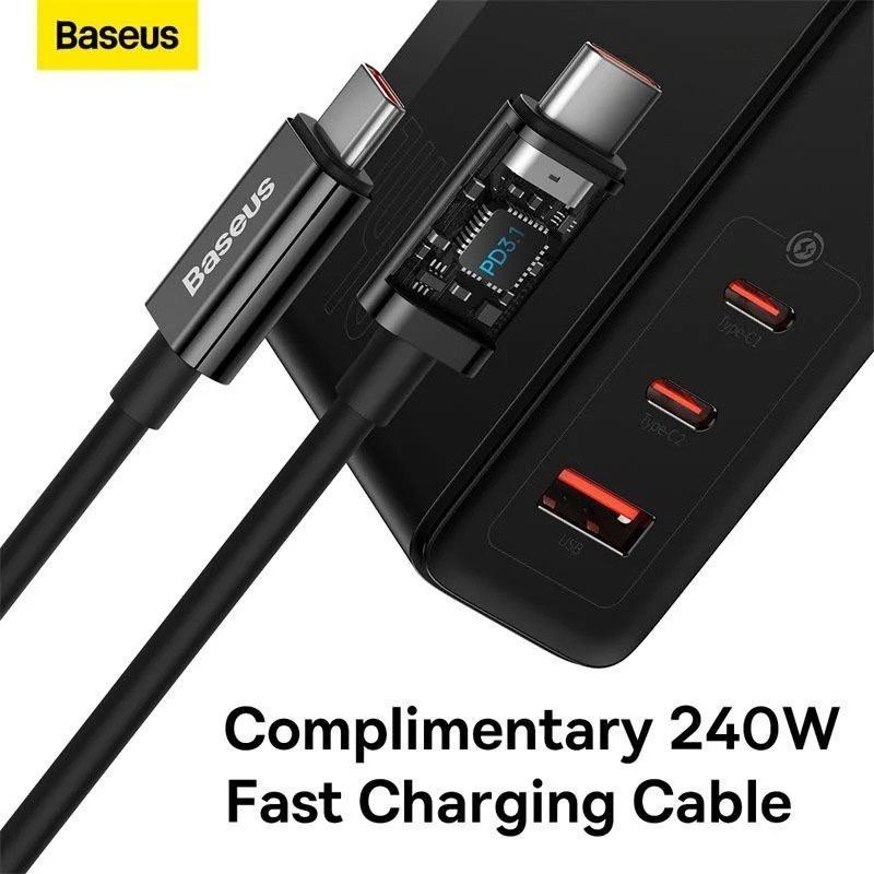 Củ Sạc Nhanh Baseus GaN5 Pro Fast Charger 140W (Tặng Kèm Cáp C To C 100W 1M)- Hàng Nhập Khẩu