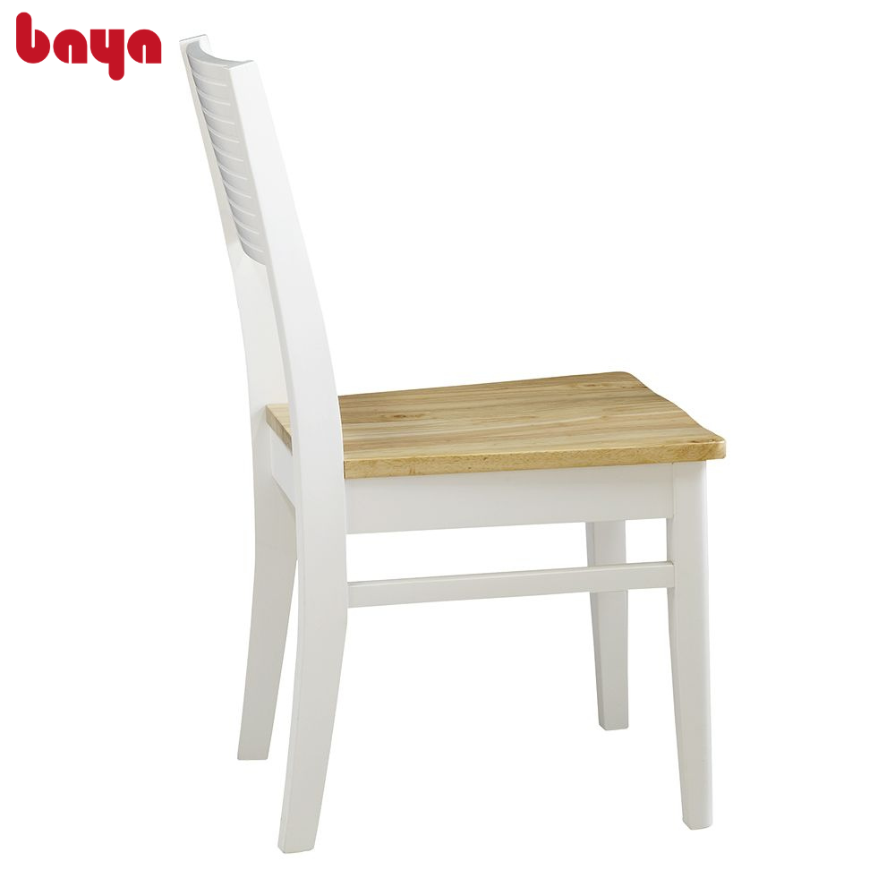 Ghế Bàn Ăn Gỗ BAYA MOZART Dining Chair Thiết Kế Nhỏ Gọn Mặt Ghế Gỗ Cao Su Dẻo Dai Màu Nâu Nhạt Có Vân Gỗ, Lưng Ghế Bản To, Thanh Ghế Vuông