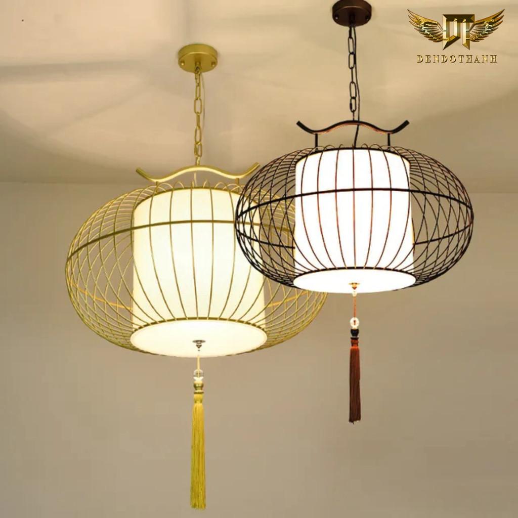 Đèn thả hình đèn lồng trang trí trần decor phong cách hiện đại thân hợp kim đui đèn E27 tiện dụng kèm bóng led DDT12