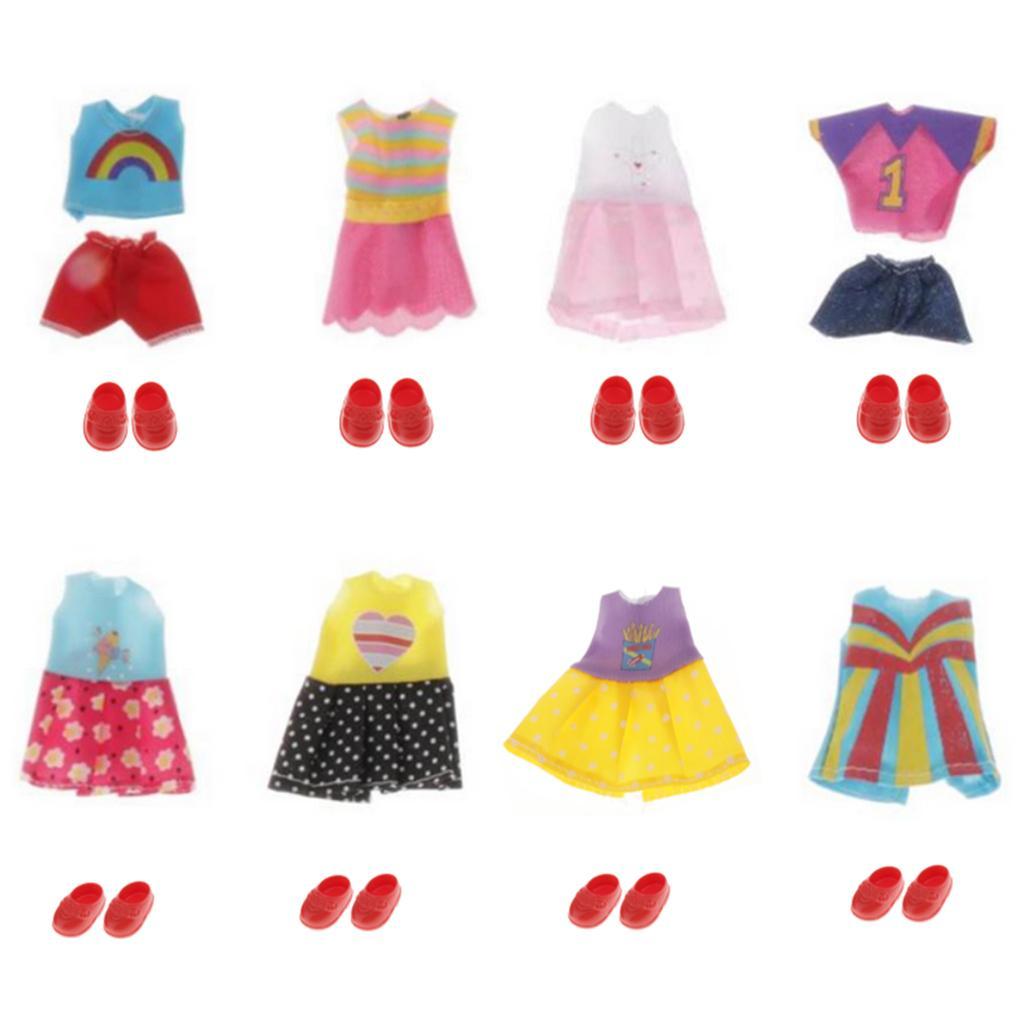 8x Fashion Clothes Party Clothes Dress Shoes Outfits for 6.3 in. Dolls Gift