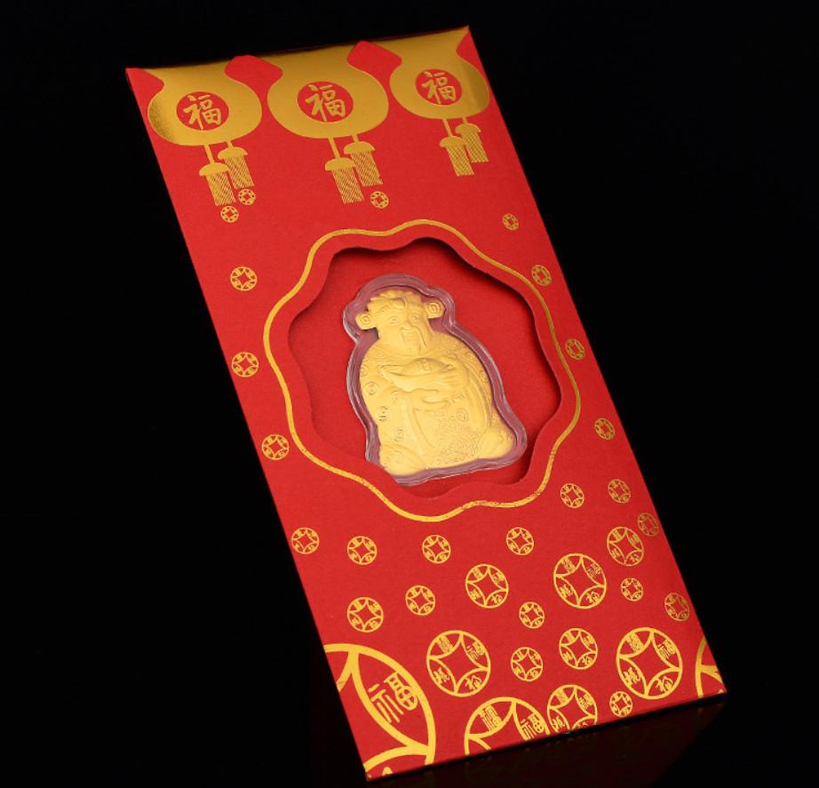 Bao lì xì thần tài như ý cát tường vàng 24k 9999 mẫu mới nhất cho năm 2022 - Mẫu 2