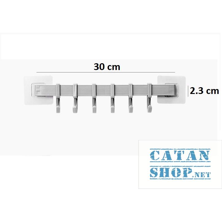 Thanh treo đồ dán tường,tủ quần áo, nhà bếp, có 6 móc chịu lực tiết kiệm diện tích (giao màu ngẫu nhiên)GD263-MTSC-Thanh