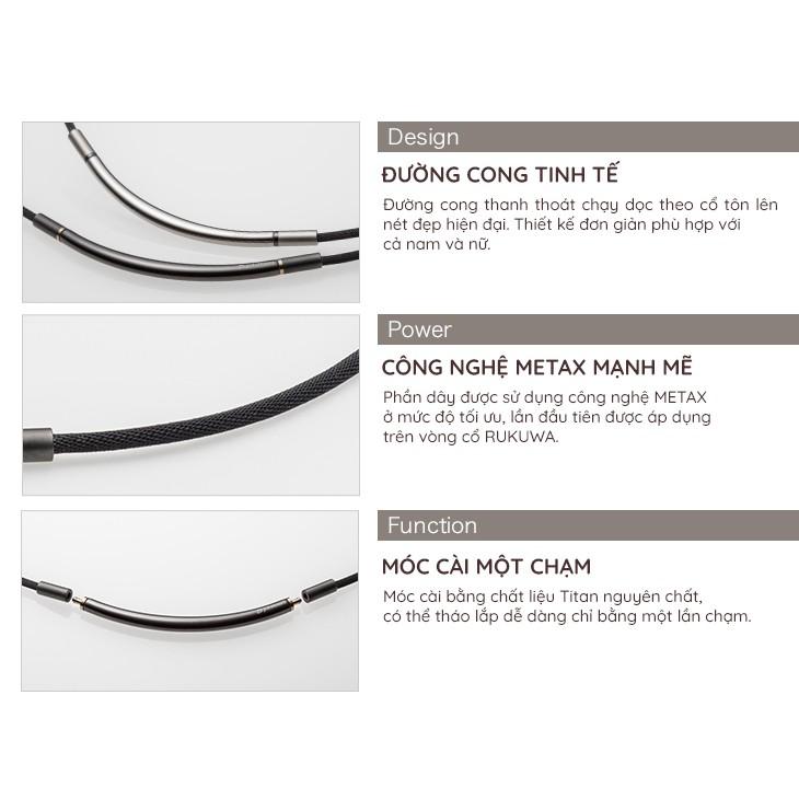 Vòng cổ Phiten Rakuwa metax round TG721051/TG721053/TG721151/TG721153 - Đen/Vàng