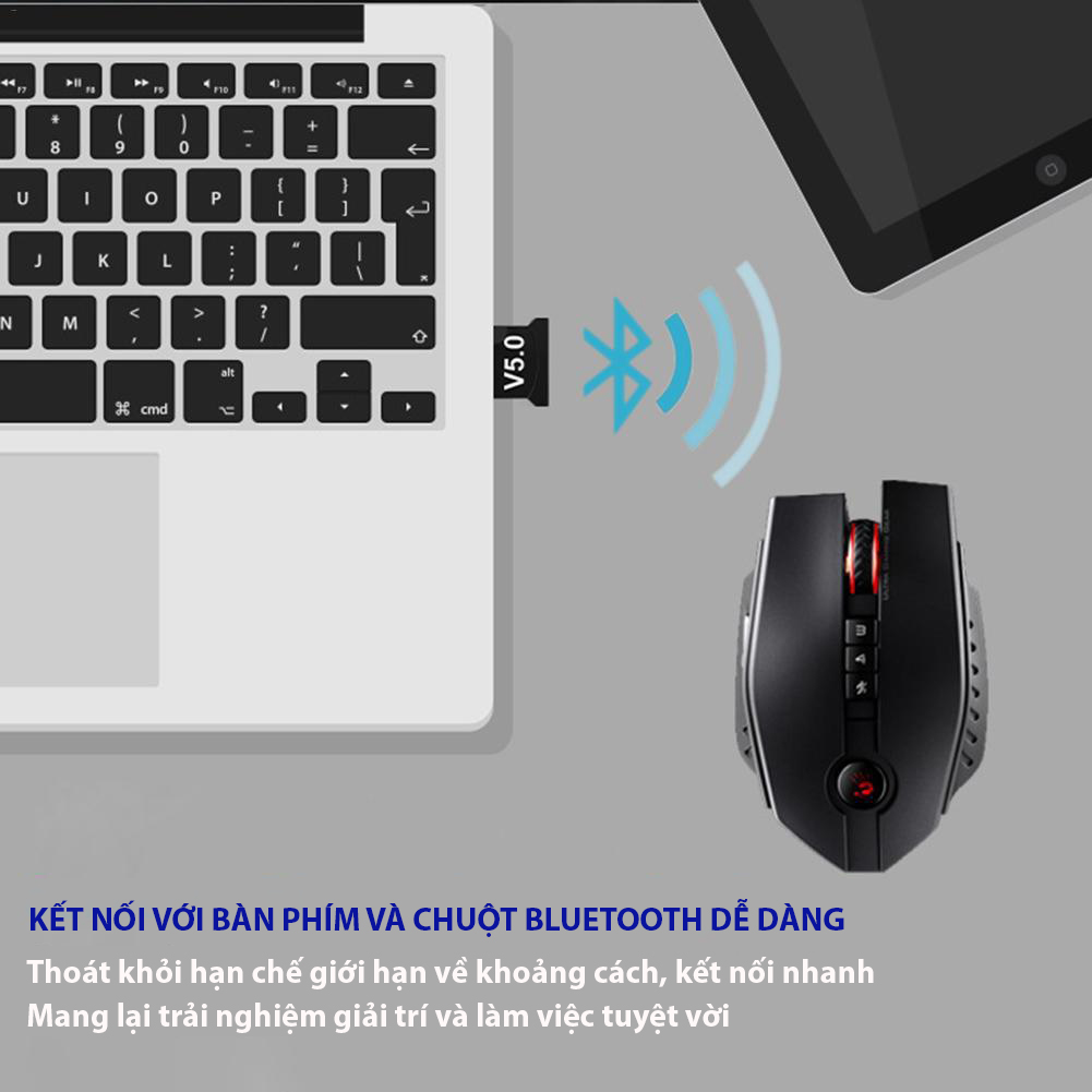 USB BLuetooth 5.0 USB Dongle - Dùng cho PC Laptop - Kết nối với tai nghe loa bluetooth chuột không dây - Hàng Nhập Khẩu