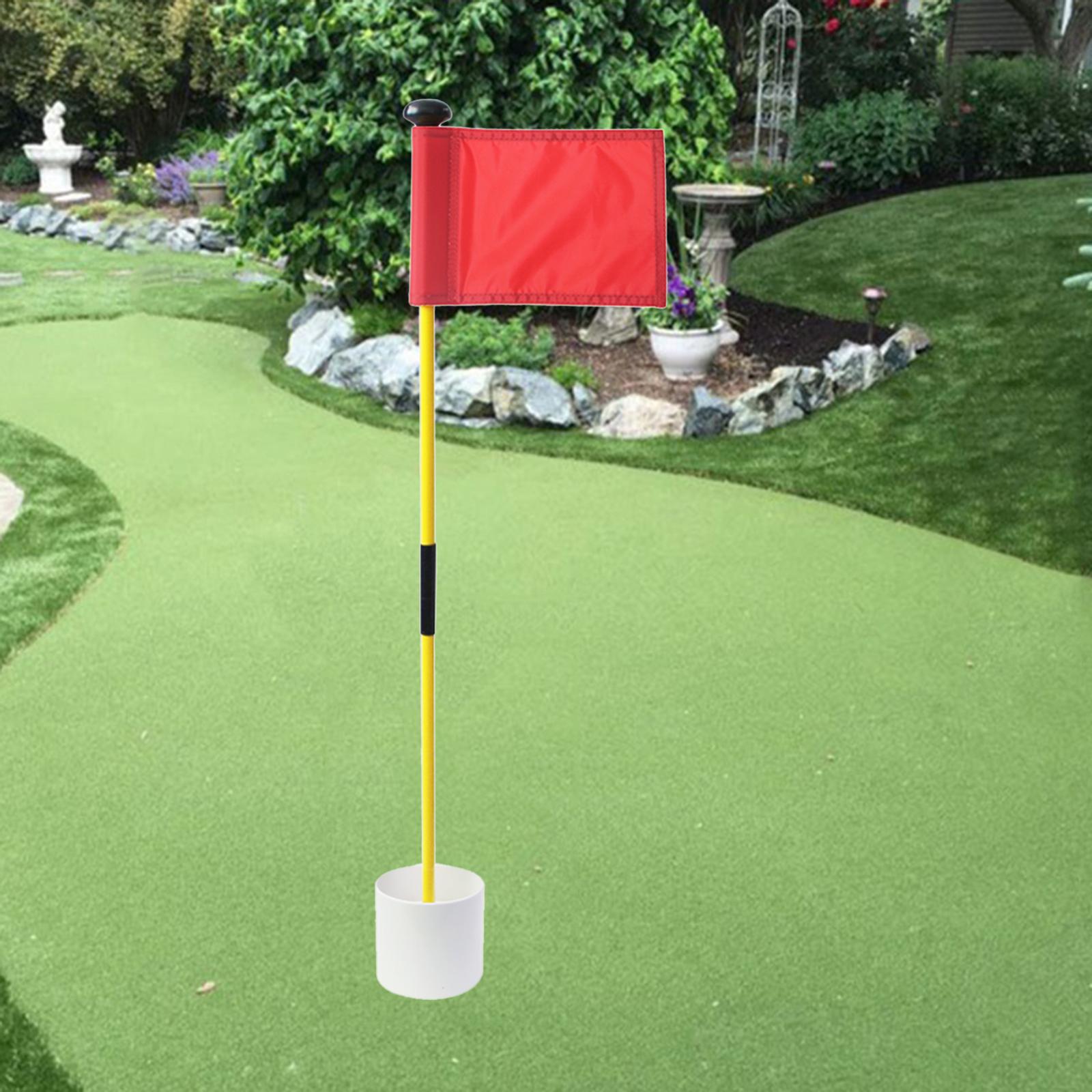 Portable 2-Section Golf Flagsticks Set Golf Practice Hole Cup Folding Putting Green Flagstick Flag Golf Pin Flags