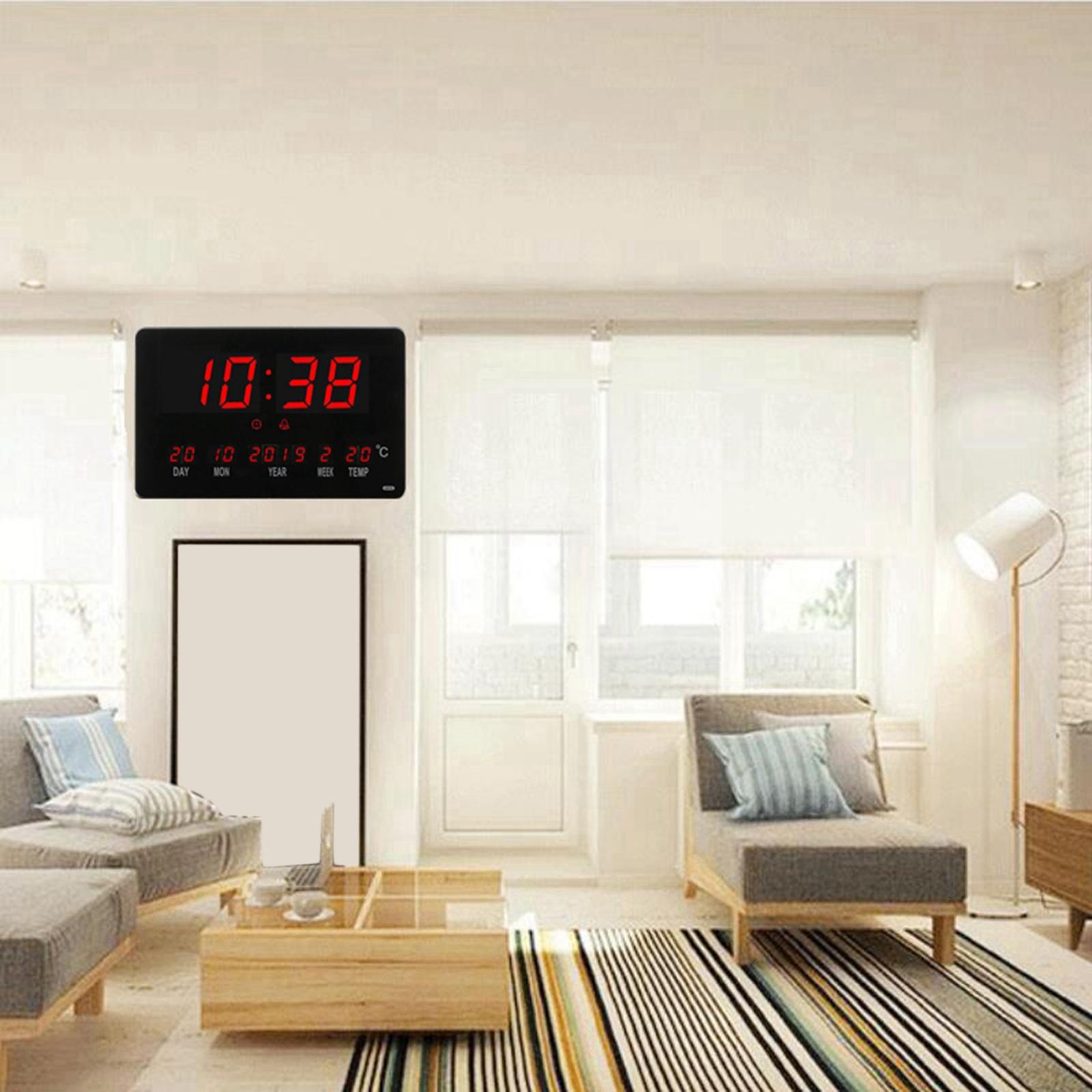 Desk Digital Alarm Clock Display Calender Temperature Bedroom Bedside Clock for Home Office Decor