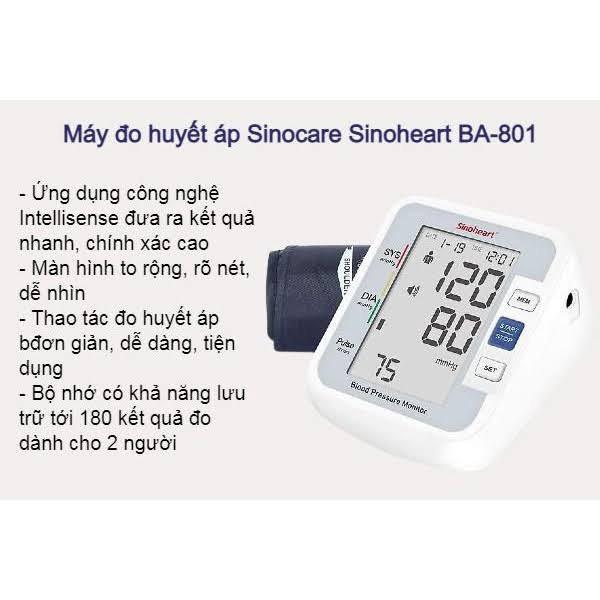 Máy đo huyết áp có giọng nói Tiếng Việt Sinoheart BA 801- tặng kèm dây sặc