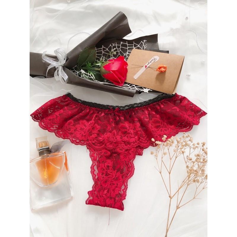 Gaia red - Set lót ren áo bra không gọng mút mỏng