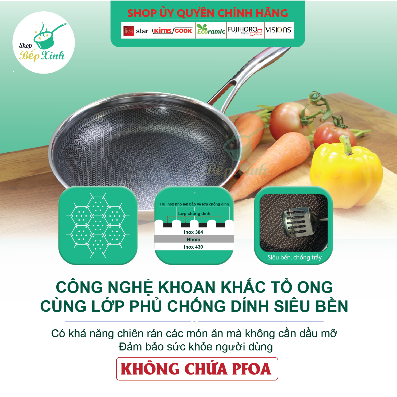 Chảo đáy từ chống dính Blackcube KimsCook 3 lớp đúc liền inox 304 cào không xước , siêu bền - tặng 1 sạn inox