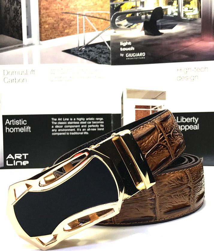 Thắt lưng/ dây nịt nam khóa tự động vân cá sấu có hộp đựng theo kèm LOẠI 1