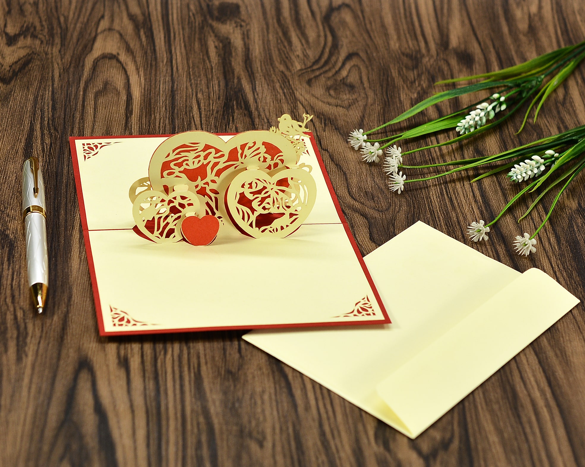 Thiệp 3D Pop-up Chủ Đề Tình Yêu, Sử Dụng Làm Quà Tặng Vào Các Dịp Quan Trọng Đặc Biệt, 3D pop-up greeting card size 10x15cm LO014