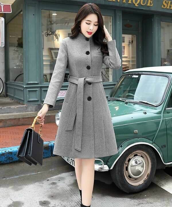 Áo khoác dạ phom dài cổ trụ cao cấp BY44733