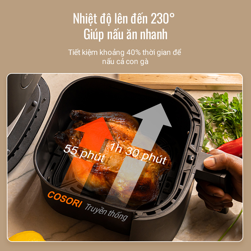 Nồi Chiên Không Dầu 4.7L COSORI CP501- Hàng Chính Hãng