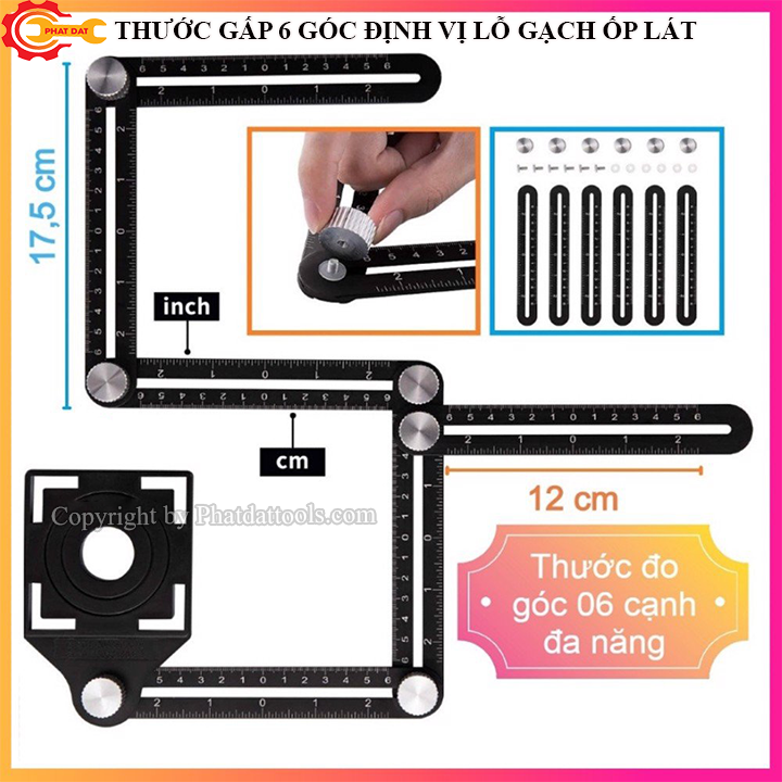 Thước Đo 6 Góc Lấy Dấu Gạch Ốp Lát-Phụ Kiện Ốp Lát
