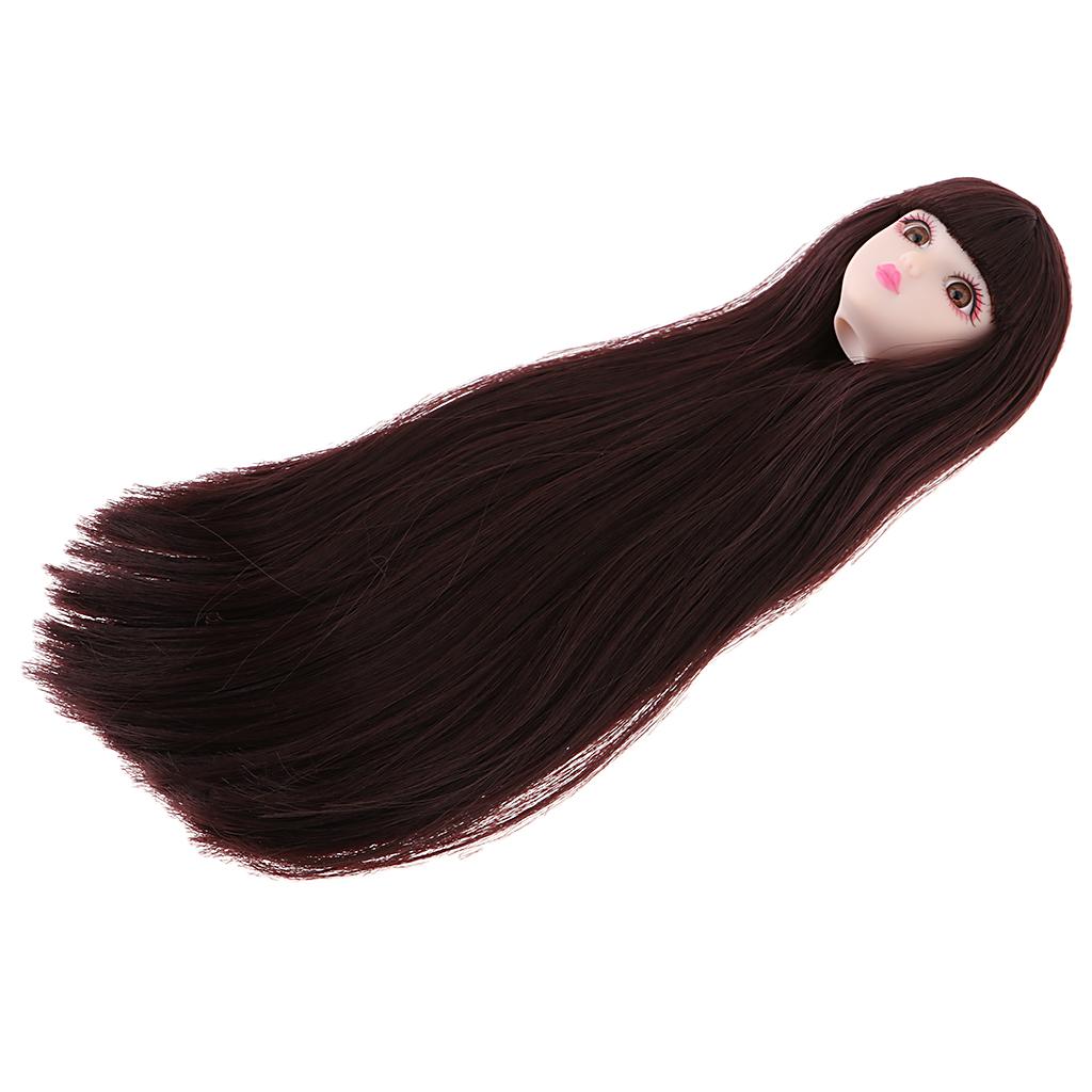 Make-up Head Sculpt with Brown Straight Wig DIY Supplies for 1/6 BJD, XinYi Dolls