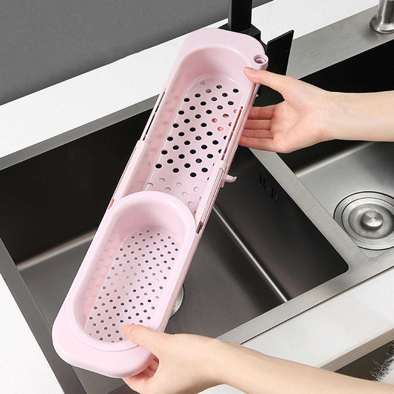 2x Kitchen Telescopic Sink Rack Soap Sponge Holder Storage Drain Basket