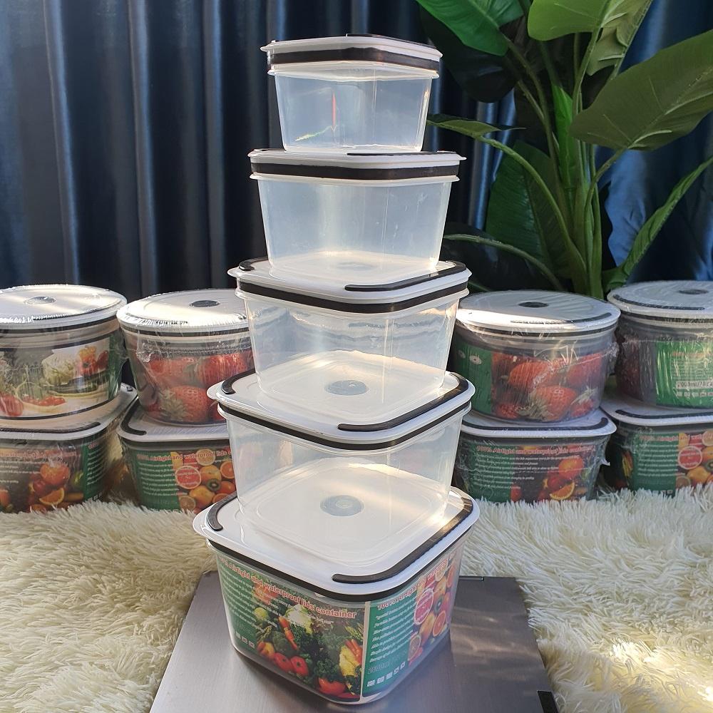 Combo 5 HỘP ĐỰNG THỰC PHẨM HÌNH VUÔNG NHIỀU KÍCH CỠ SIÊU TIỆN DỤNG - 2900ML - Trữ đông thức ăn - Sử dụng lò vi sóng