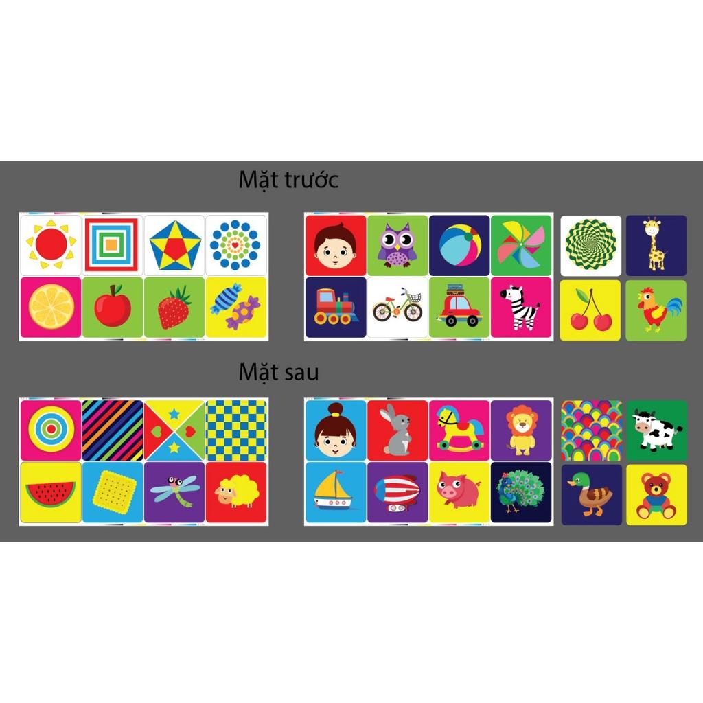 Combo 4 tập Thẻ Flash Card Kích Thích Thị Giác Cho Bé 0-1 Tuổi giúp bé phát triển thị giác, màu sắc