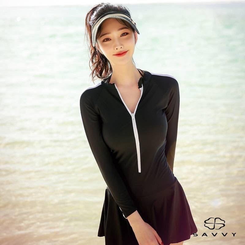 Đồ Bơi Dài Tay, Bikini Liền Thân Khóa Kéo 1 Mảnh SAVVY SHOP