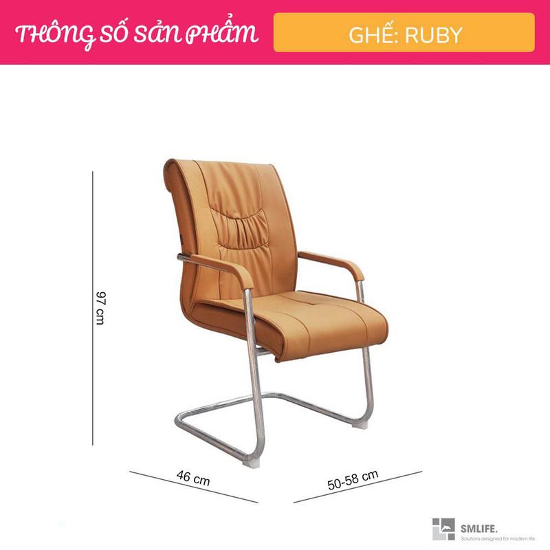 Ghế phòng họp chân quỳ lưng trung bọc da SMLIFE Ruby