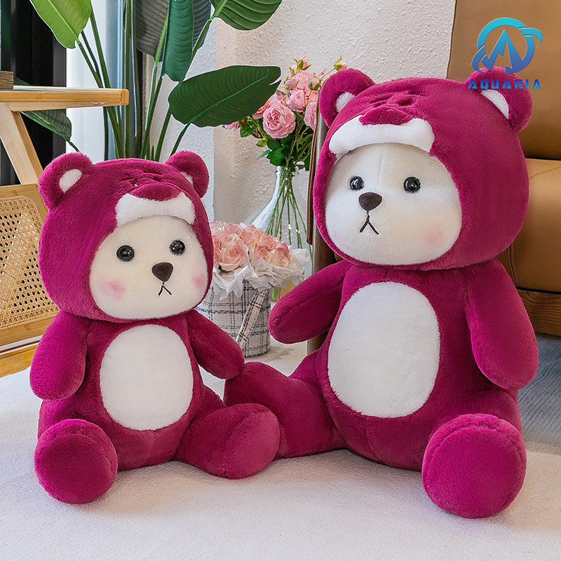 Gấu Bông Gối Ôm Thú Bông, Nhồi Bông Lena Đội Mũ Cosplay Lotso Siêu Dễ Thương Hot Hit 28cm