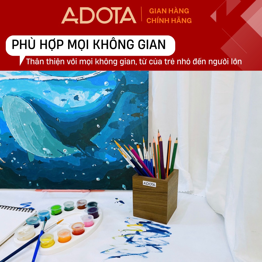 (Bán chạy) Hộp cắm bút để bàn 1 ngăn, hộp đựng bút và văn phòng phâm gỗ MDF siêu bền ADOTA