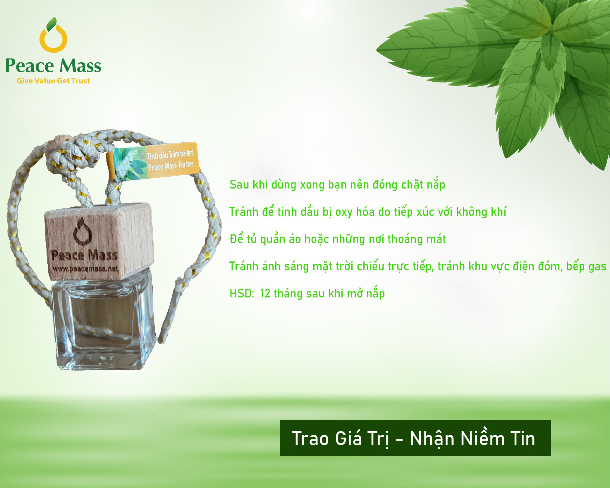 Tinh Dầu Tự Nhiên Peace Mass 8ml (Thuộc nhóm Sản phẩm Lành tính / Hữu cơ/ Sinh học)