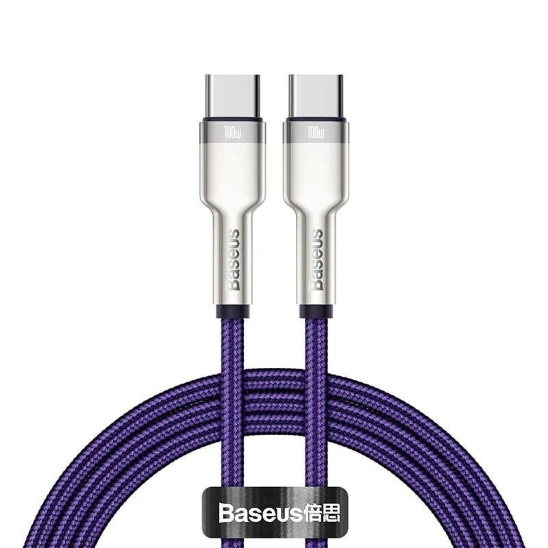 Cáp sạc siêu nhanh 100W truyền dữ liệu Baseus Cafule Series Metal Data Cable Type-C to Type-C (100W) - Hàng Chính Hãng