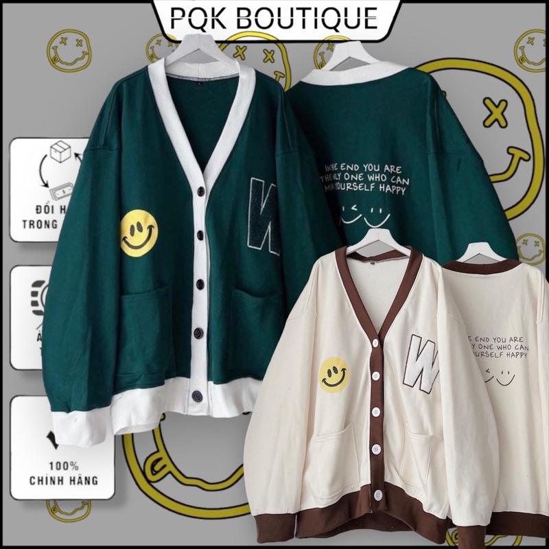 Áo Khoác Cardigan Unisex Form Rộng Xanh Két HAPPY SMILE