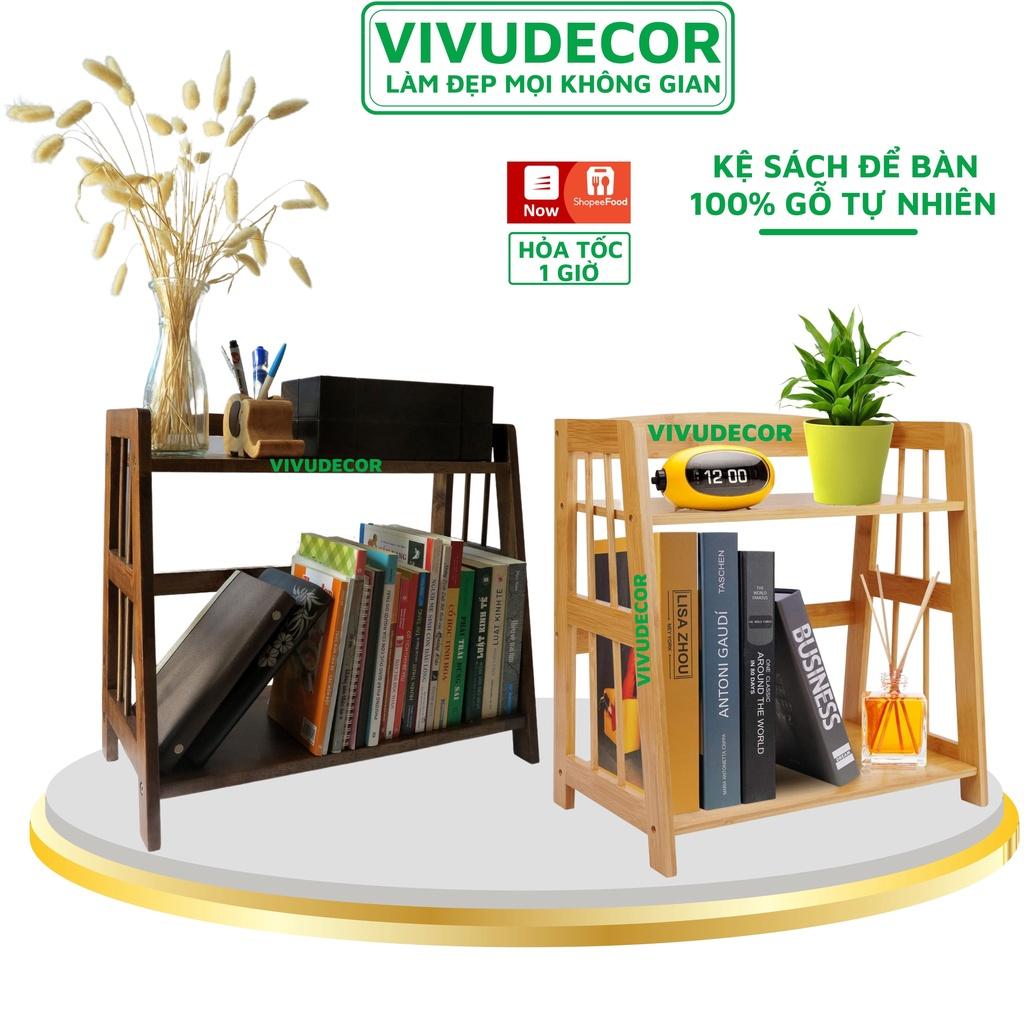 Kệ sách để bàn VIVUDECOR KB01 100% gỗ tự nhiên