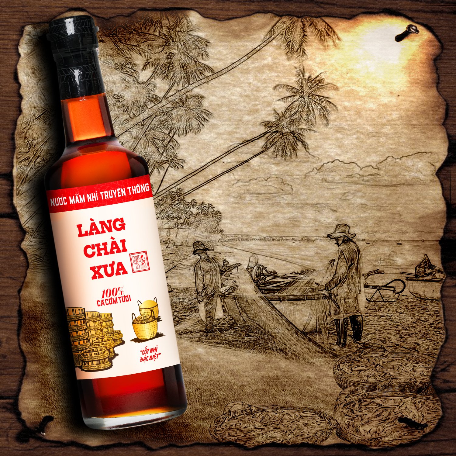 Đặc Sản Phan Thiết - NướC MắM Nhỉ Làng Chài Xưa Truyền Thống Nhãn Đỏ Chai Thủy Tinh 500Ml Cốt Nhỉ Đặc Biệt Vị Đậm Đà Gu Ông Bà Xưa Từ 100% Cá Cơm Tươi Không Chất Bảo Quản