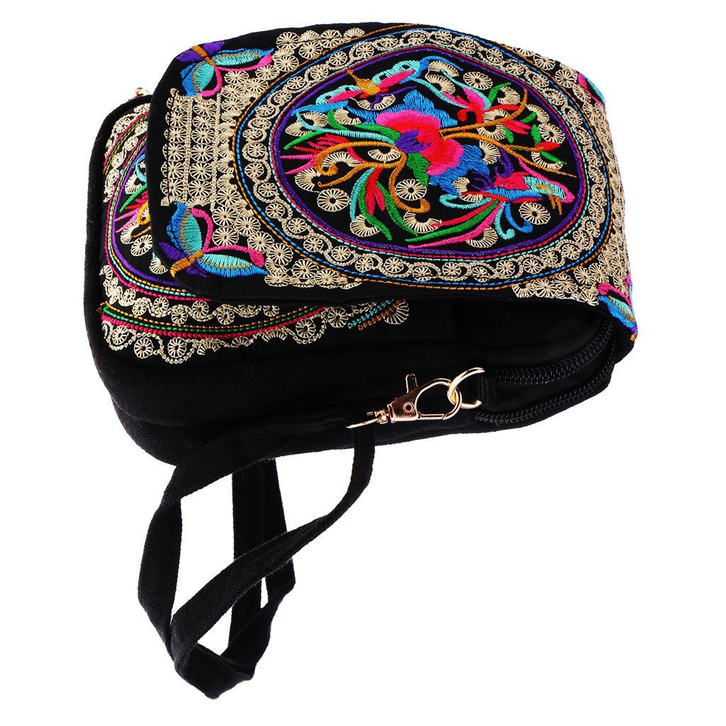 2 Pieces Embroidery Women Backpack Shoulder Bag Flower