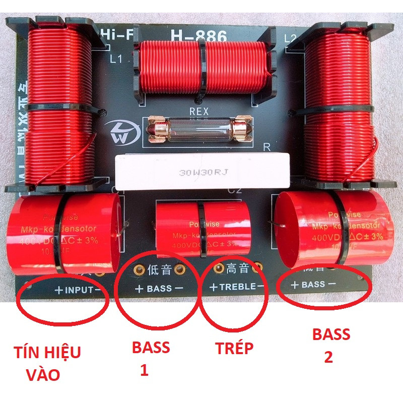 MẠCH PHÂN TẦN FULL ĐÔI H886 - DÙNG CHO 2 BASS - 1 TREBLE - HÀNG NHẬP KHẨU