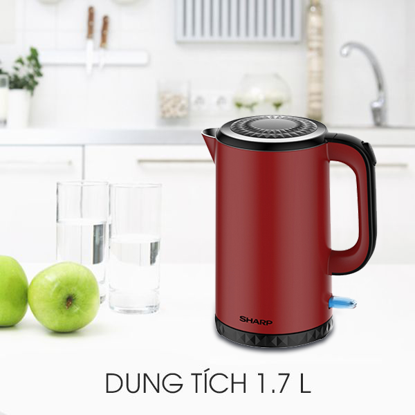Bình đun siêu tốc Sharp EKJ-17EVPS - RD dung tích 1.7 lít - Hàng chính hãng - Đỏ