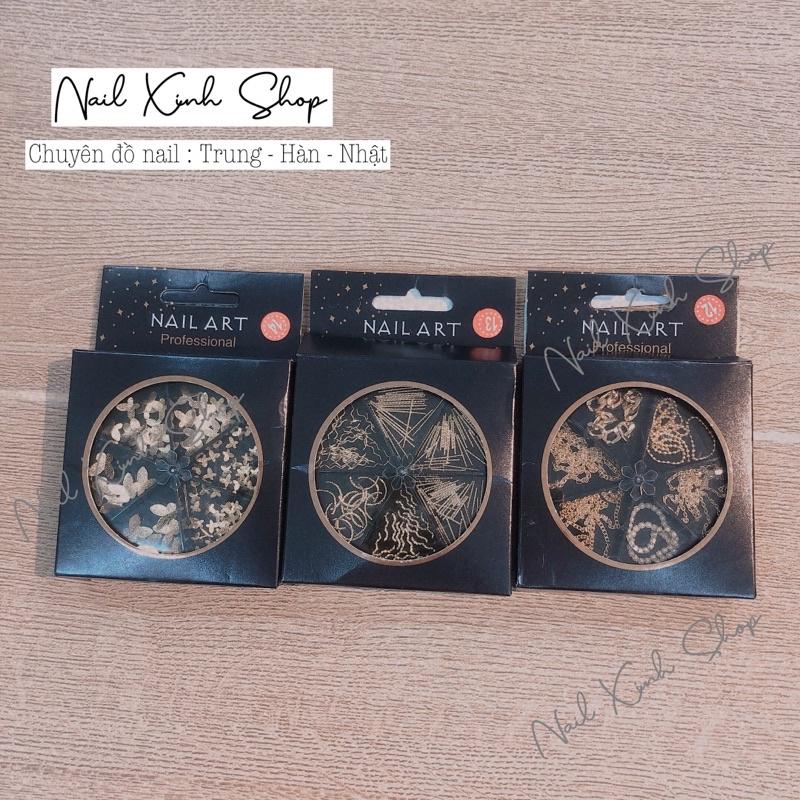 Phụ kiện inox vàng đa dạng chủ đề trang trí móng tay siêu lấp lánh sanh chảnh