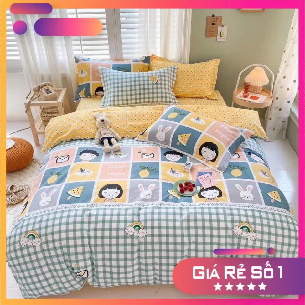 Bộ chăn ga gối , coton poly họa tiết đáng yêu đủ size miễn phí bo chun