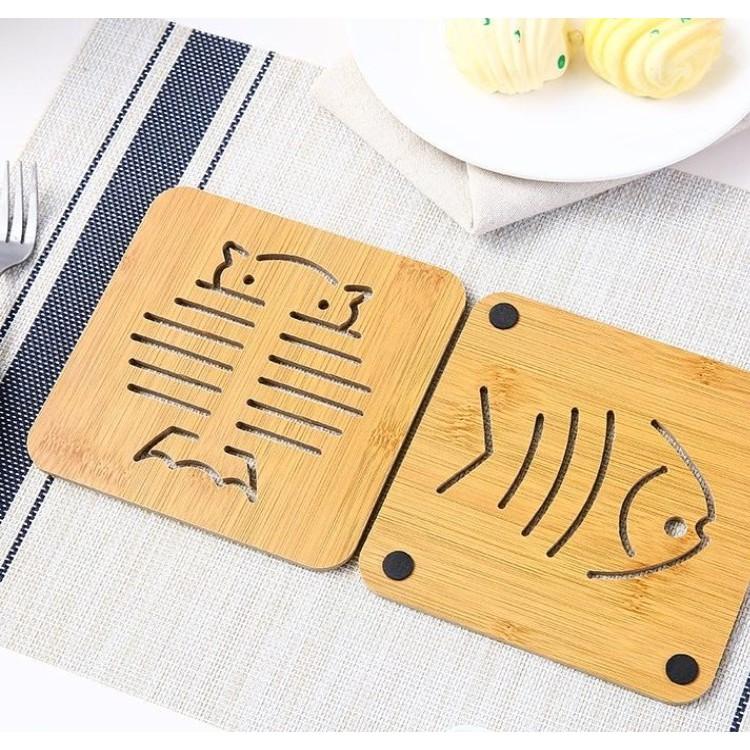 Đế Lót Gỗ Cách Nhiệt 15 Cm Chống Trơn Trượt Hoạ Tiết Sang Trọng - Tấm lót cách nhiệt xoong nồi dày dặn đa dạng mẫu mã