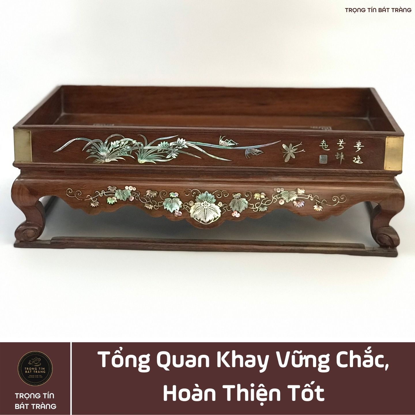 Khay Trà Gỗ Cẩm Hình Chữ Nhật Kích Thước 35*20,5*11 cm KT 81