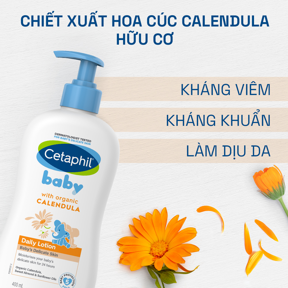 Hình ảnh Combo Sữa tắm gội Cetaphil Baby W&S with Organic Calendula 400ml + Sữa dưỡng thể Cetaphil Baby with Organic Calendula 400ml