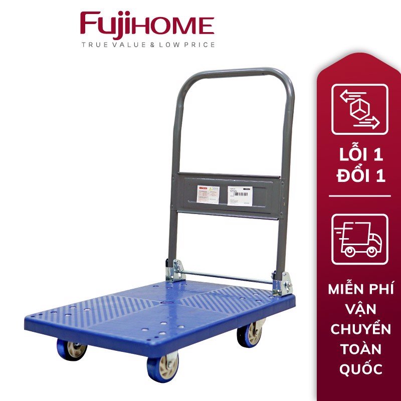 Xe đẩy hàng 4 bánh gấp gọn 200kg đa năng sàn nhựa nhập khẩu FUJIHOME PH200A, bánh cao su chống ồn