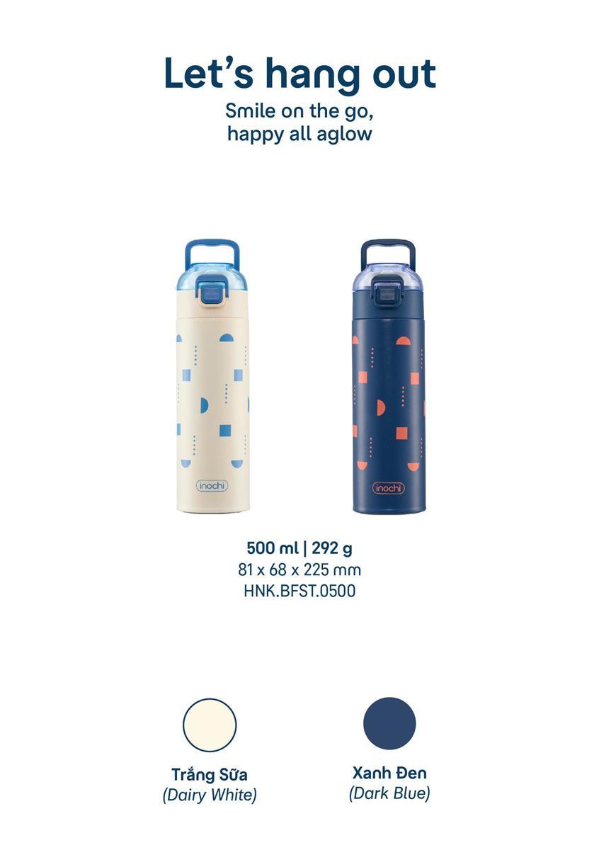 Bình Giữ Nhiệt Fuji Stead 500 ml - Inochi HNK.BFST.0500 - Màu Trắng, Xanh Dương